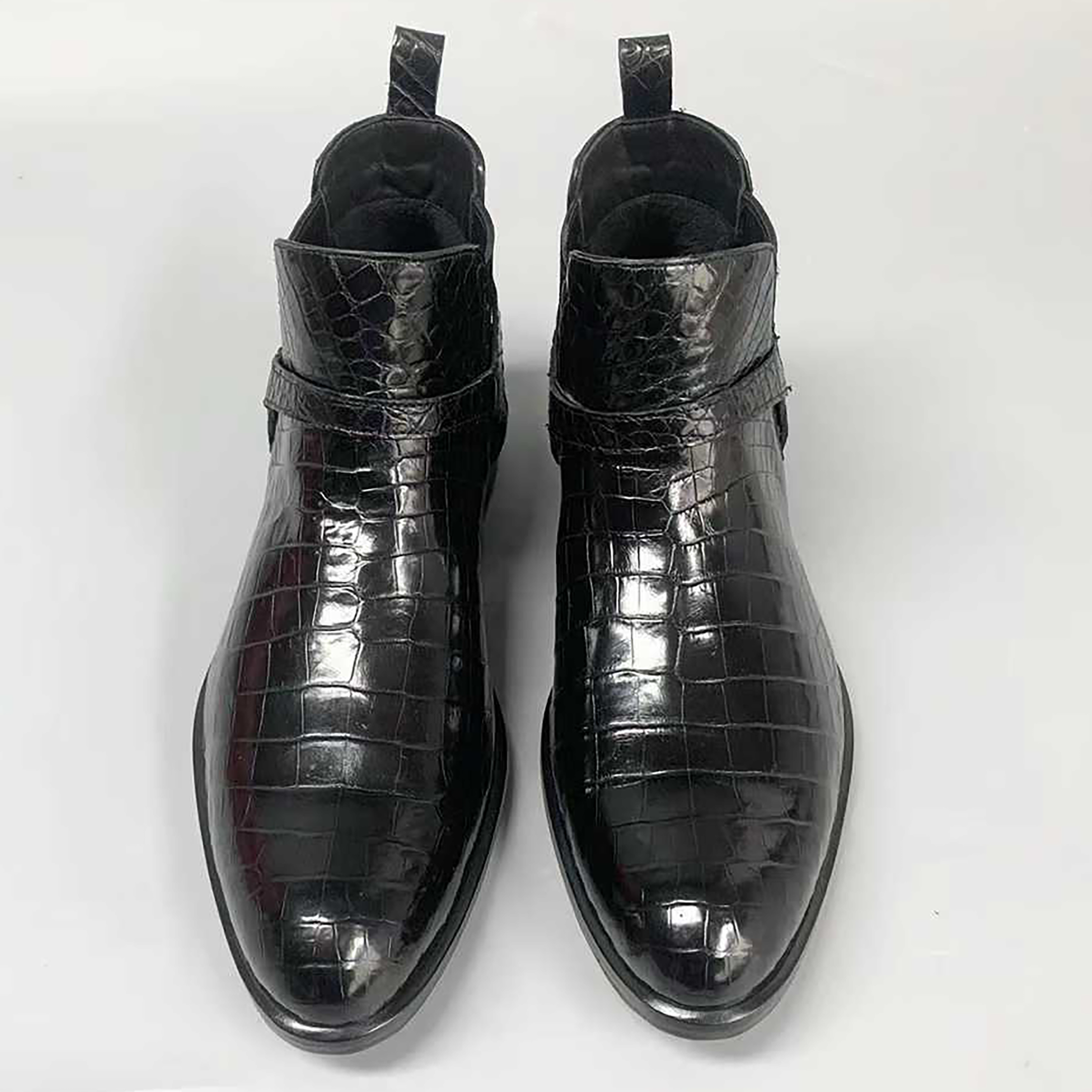 Handmade Men’s Alligator Leather Boots – Luxury Black, Dark Brown Jodhpur Design