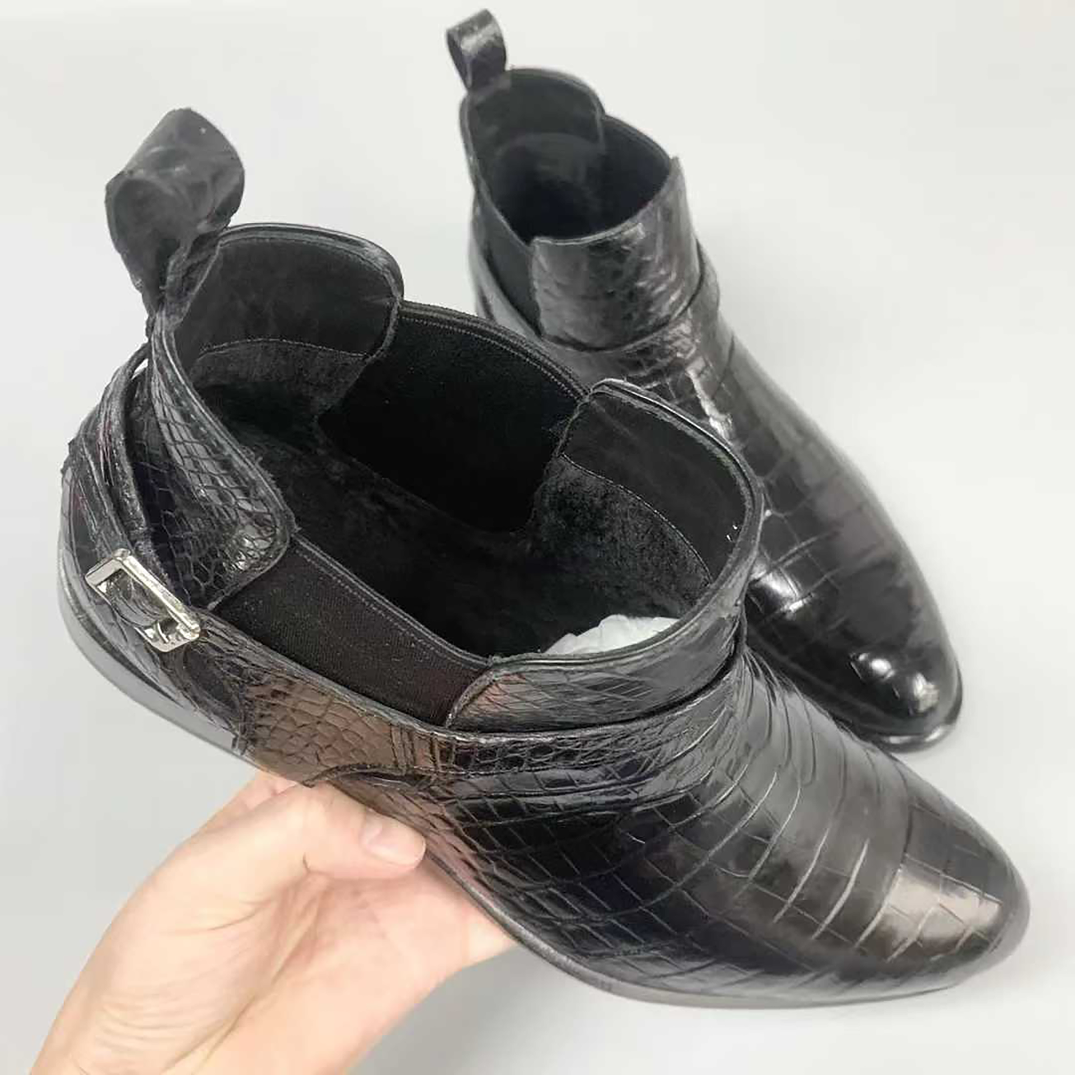 Handmade Men’s Alligator Leather Boots – Luxury Black, Dark Brown Jodhpur Design