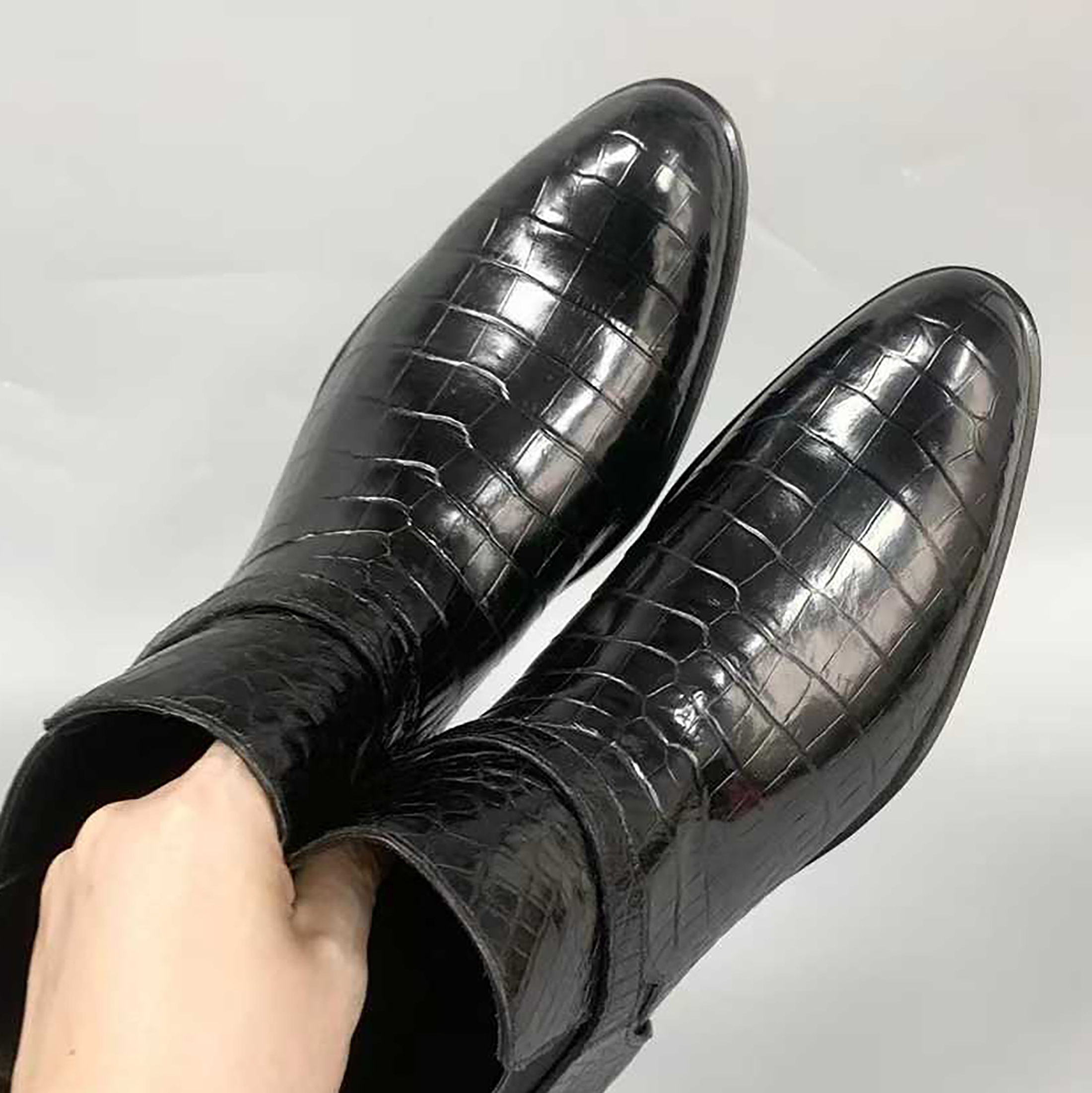 Handmade Men’s Alligator Leather Boots – Luxury Black, Dark Brown Jodhpur Design