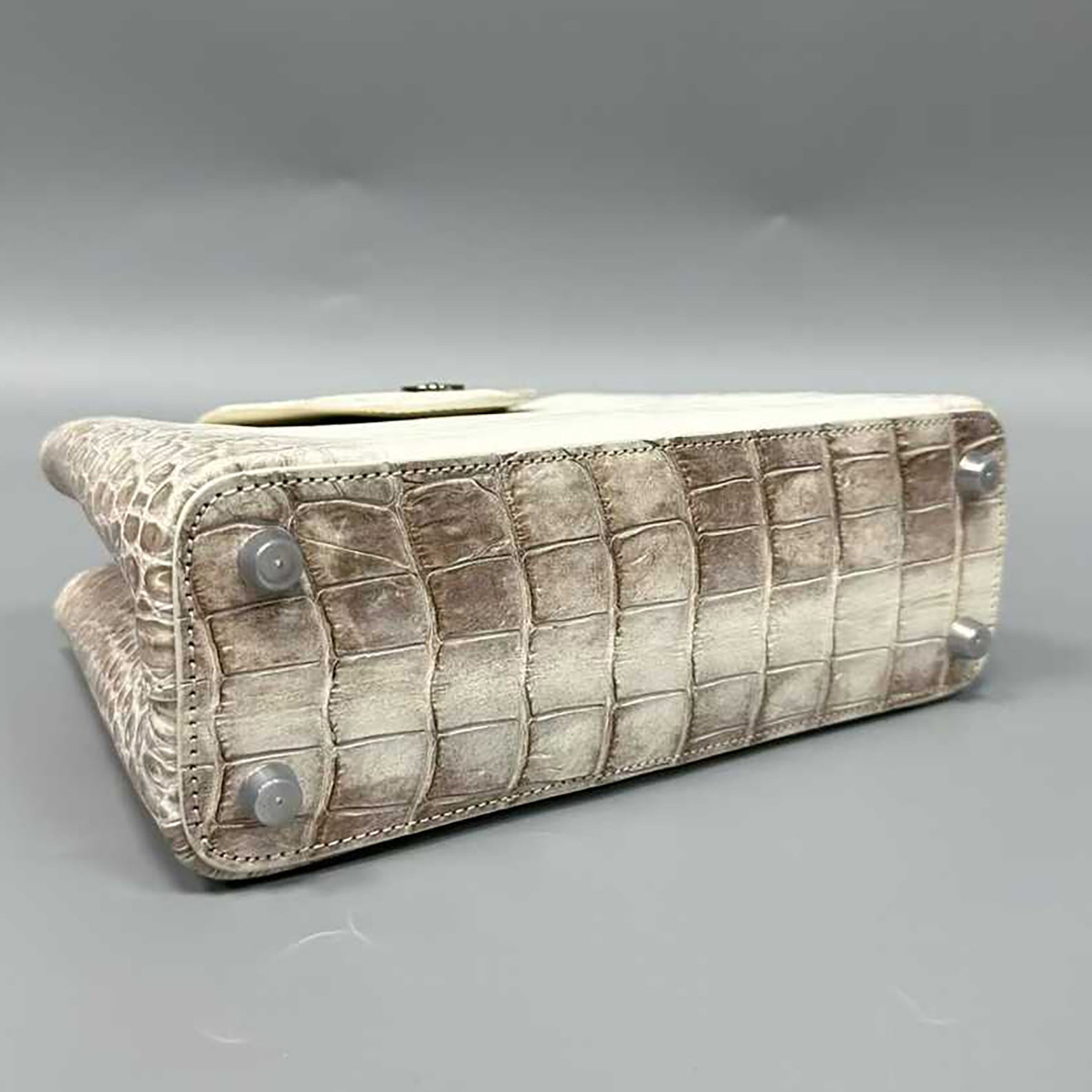 Himalayan White Alligator Leather Handbag – Women’s Luxury Bag with Cowhide Lining (27cm)
