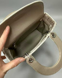 Himalayan White Genuine Alligator Handbag – Belly Skin Lady Bag | Top-Grain Lining (Size 17cm/20cm)