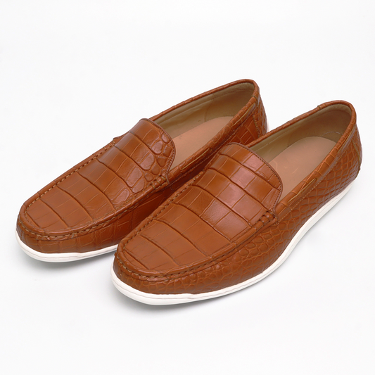Mens Shoes Genuine Alligator Skin Leather Handmade Alligator Penny Loafers Driving Shoes Slip-On