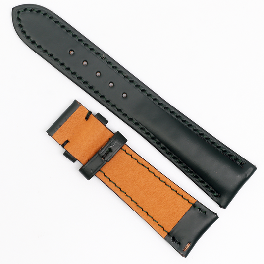 Black Genuine Cowhide Watch straps, Leather Watch Bands Quick Release Pins, Handmade Leather Watch Strap