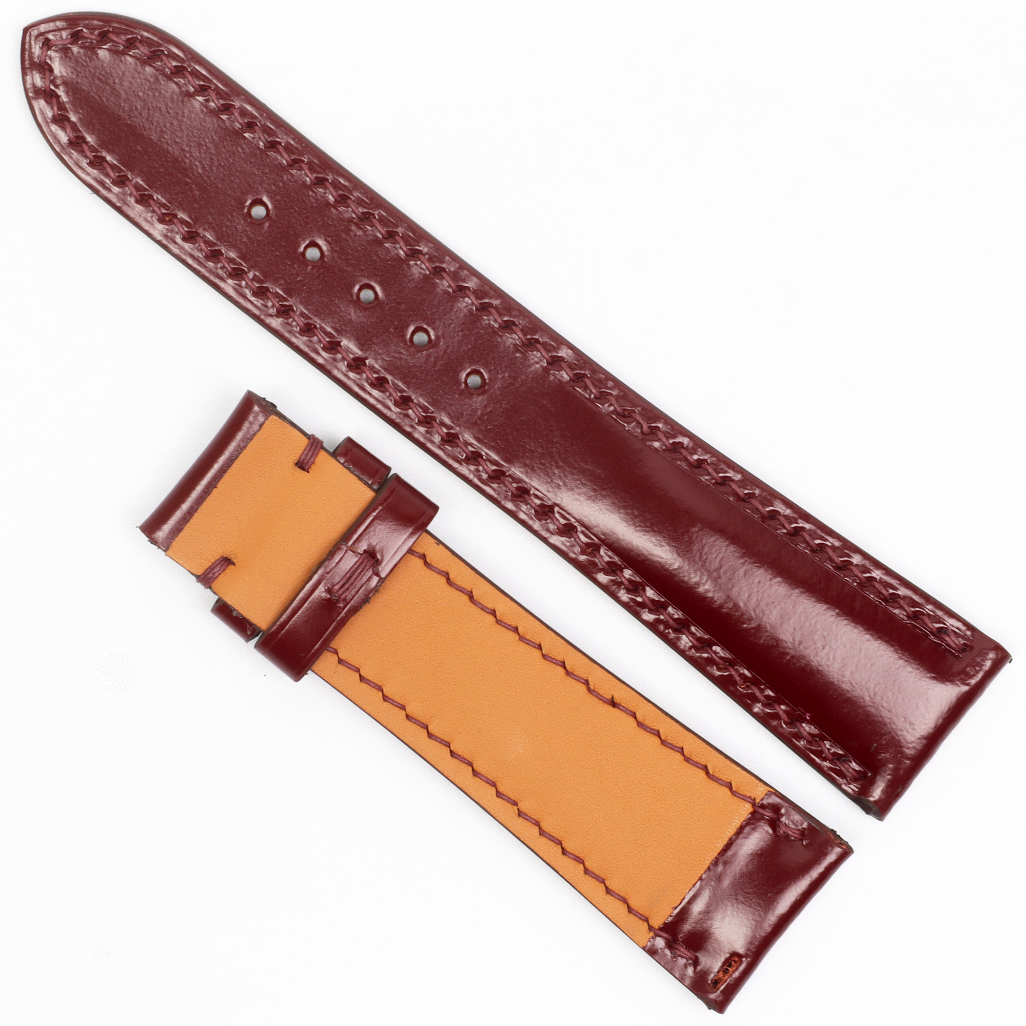 Dark Red Genuine Cowhide Watch straps, Leather Watch Bands Quick Release Pins, Handmade Leather Watch Strap
