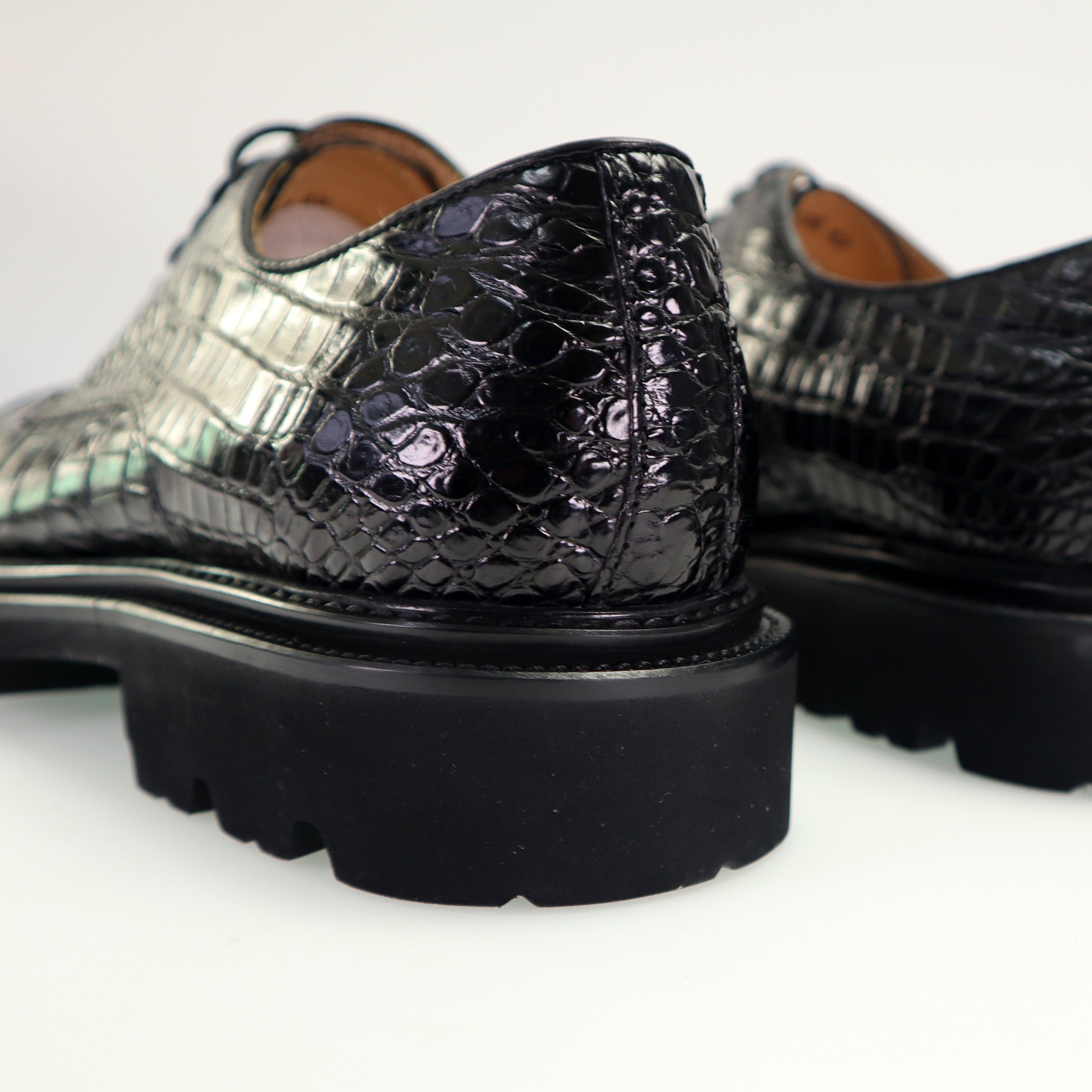 Men's Shoes Genuine Alligator Leather Dress Shoes Lace up Cap-Toe Brogue Shoes