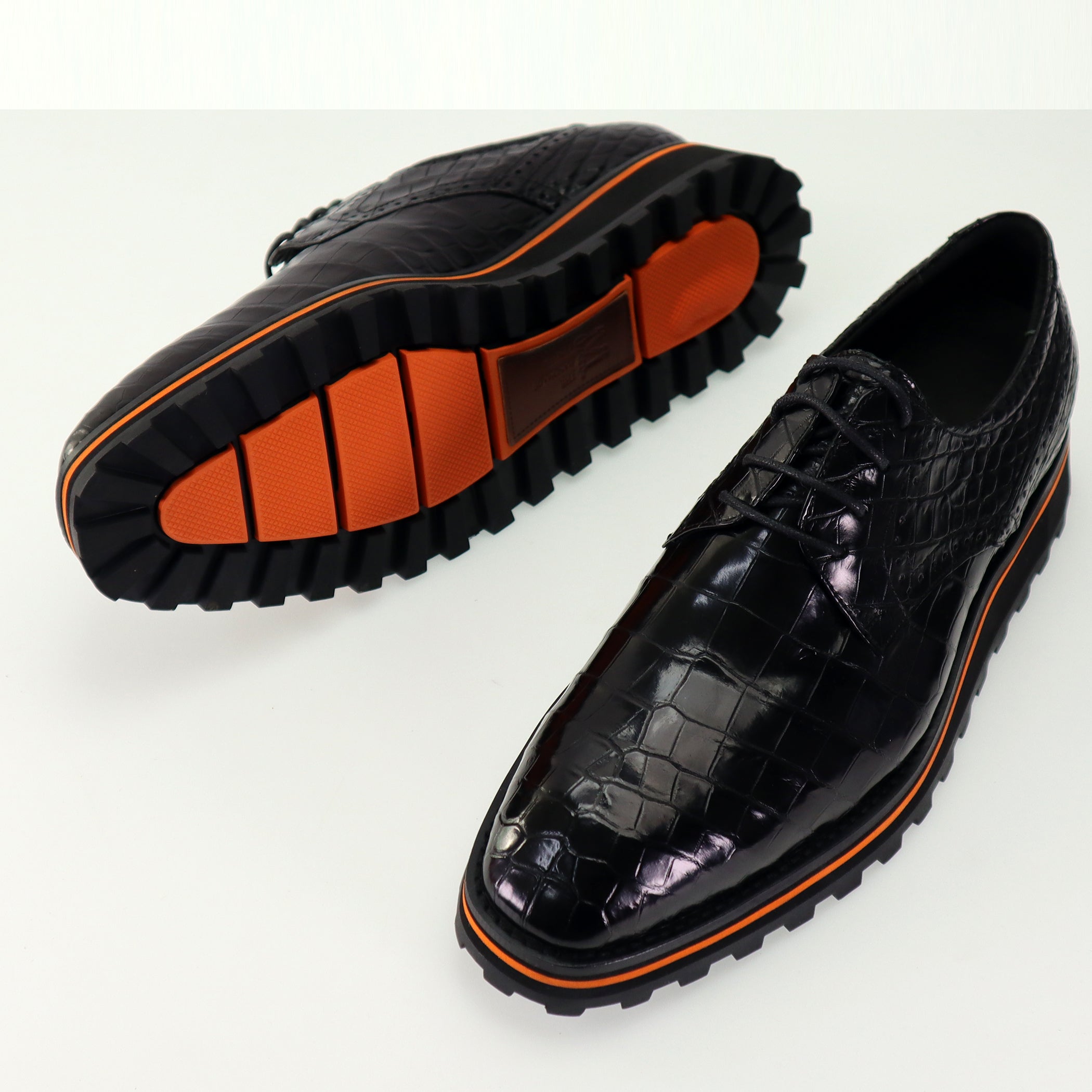 Men's Shoes Genuine Crocodile Alligator Skin Leather Handmade Black Size 7 - Size 11US #323