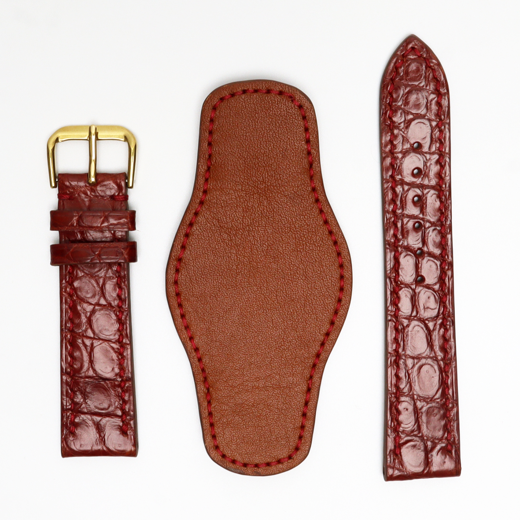 Genuine Alligator Leather Watch Straps, Bund Strap Leather Watch Bands Quick Release Pins, Handmade Leather Watch Strap #4