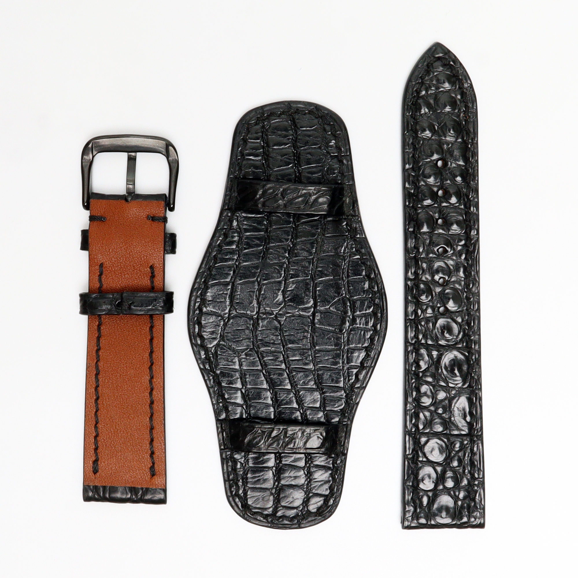 Genuine Alligator Leather Watch Straps, Leather Watch Bands Quick Release Pins, Handmade Leather Watch Strap #6