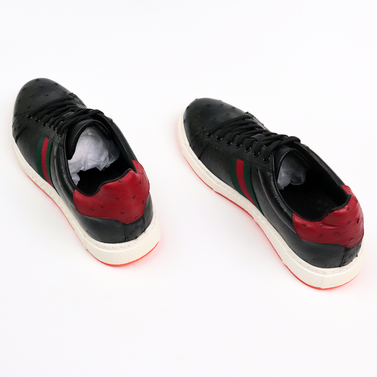 Sneaker Ostrich Leather Sporty Basic design Black Shoes for Men