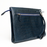 Blue Large Wallet With Strap Alligator Clutch Bag Business Portfolio Briefcase