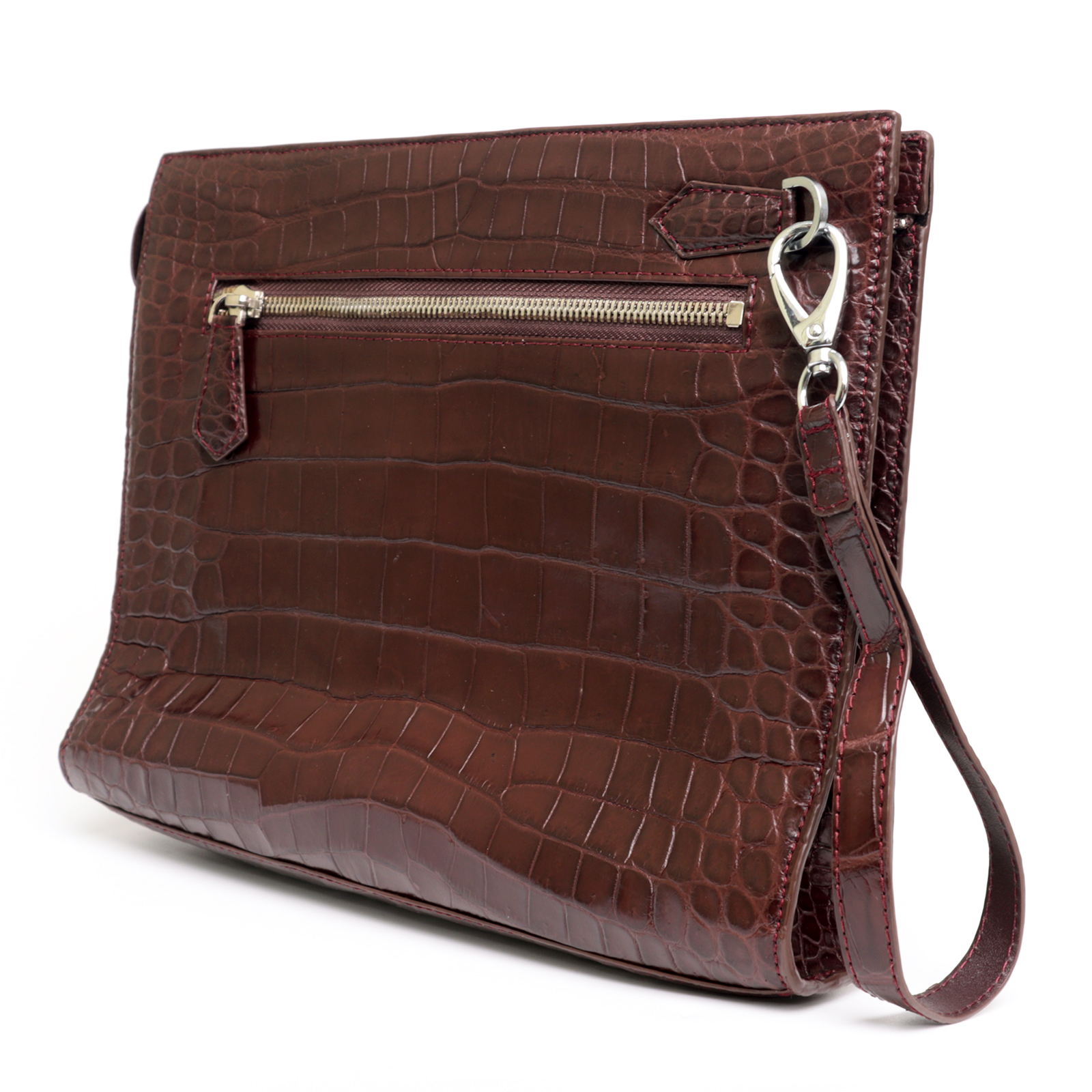 Brown Large Wallet With Strap Alligator Clutch Bag Business Portfolio Briefcase