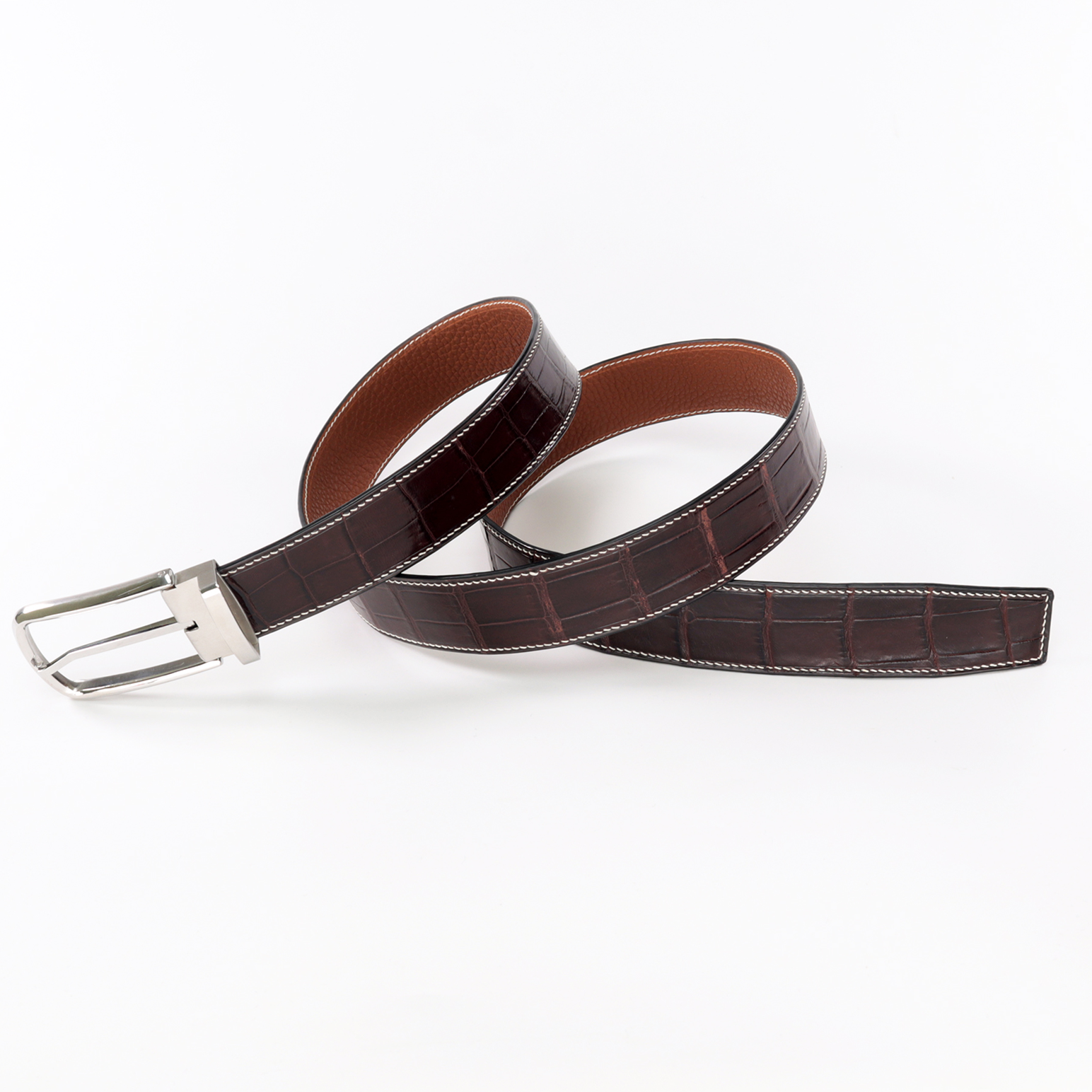 Elegant Adjustable Handmade Crocodile Leather Belt - Genuine Luxury Style