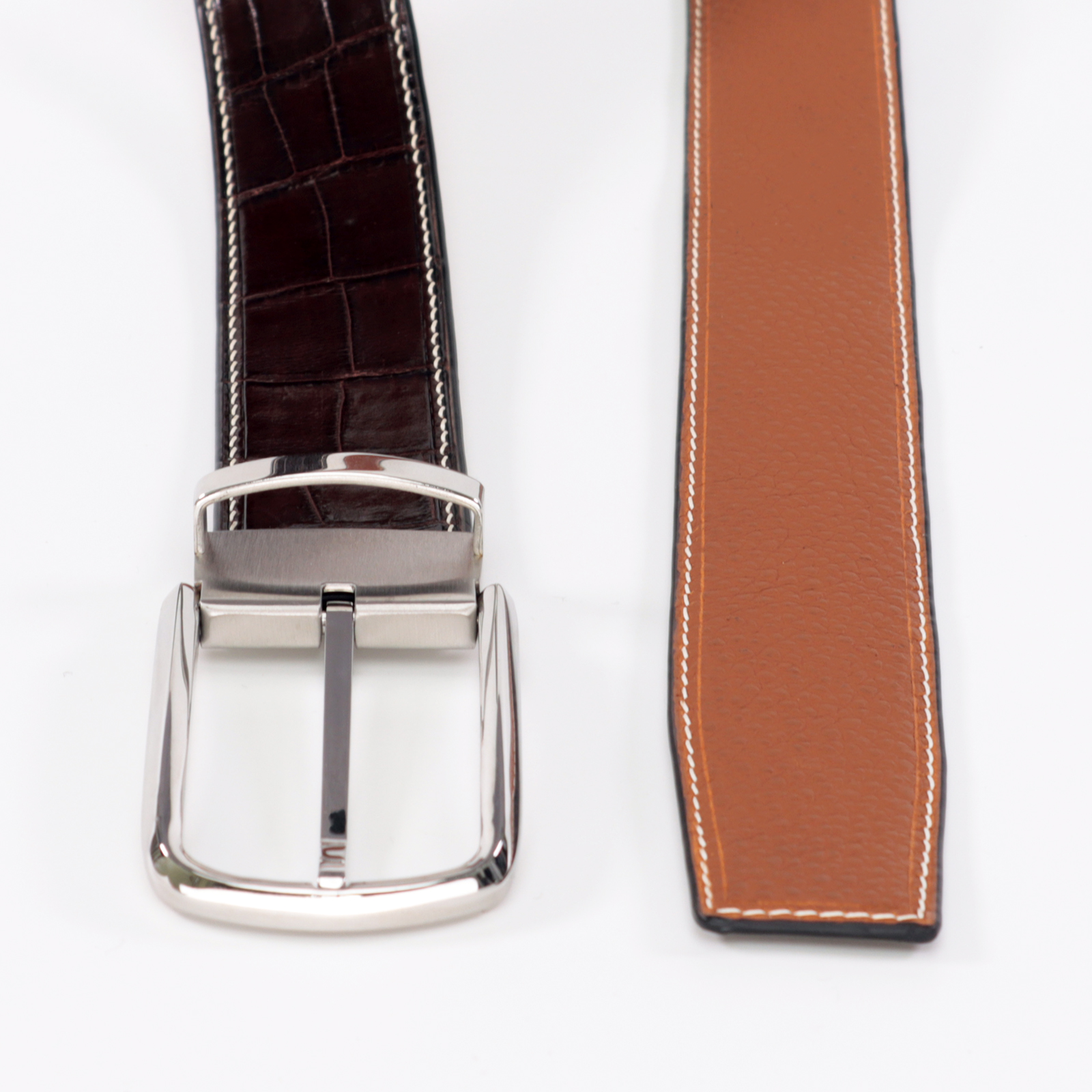 Elegant Adjustable Handmade Crocodile Leather Belt - Genuine Luxury Style