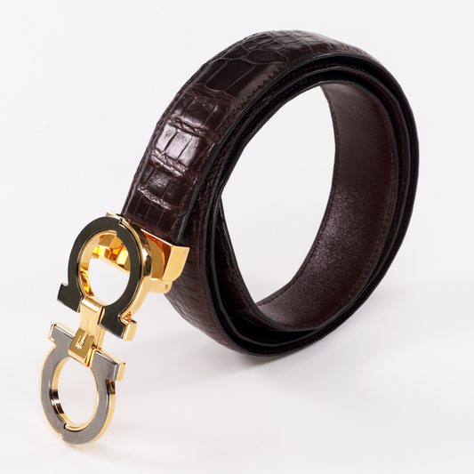Stylish Genuine Crocodile Leather Belt - Luxury Handmade Adjustable Design