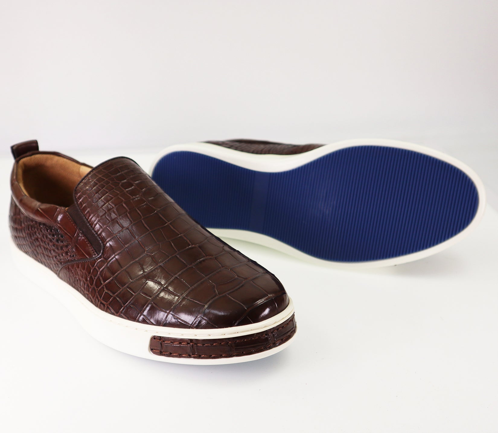 Men's Shoes Genuine Crocodile Alligator Skin Leather Color Dark Brown #S1831