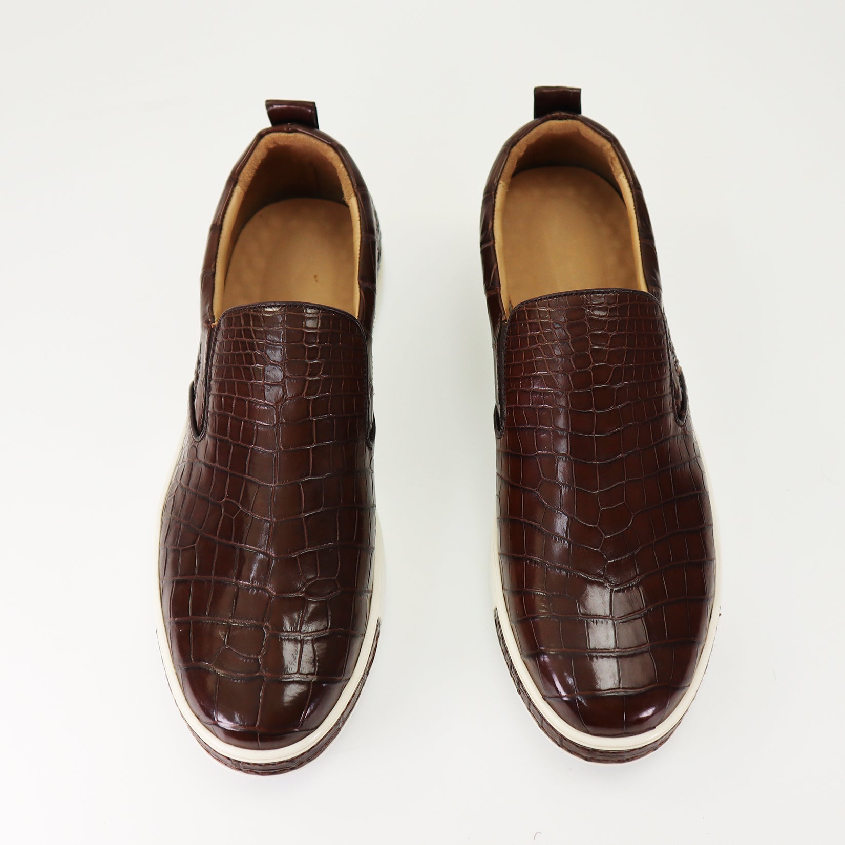 Men's Shoes Genuine Crocodile Alligator Skin Leather Color Dark Brown #S1831