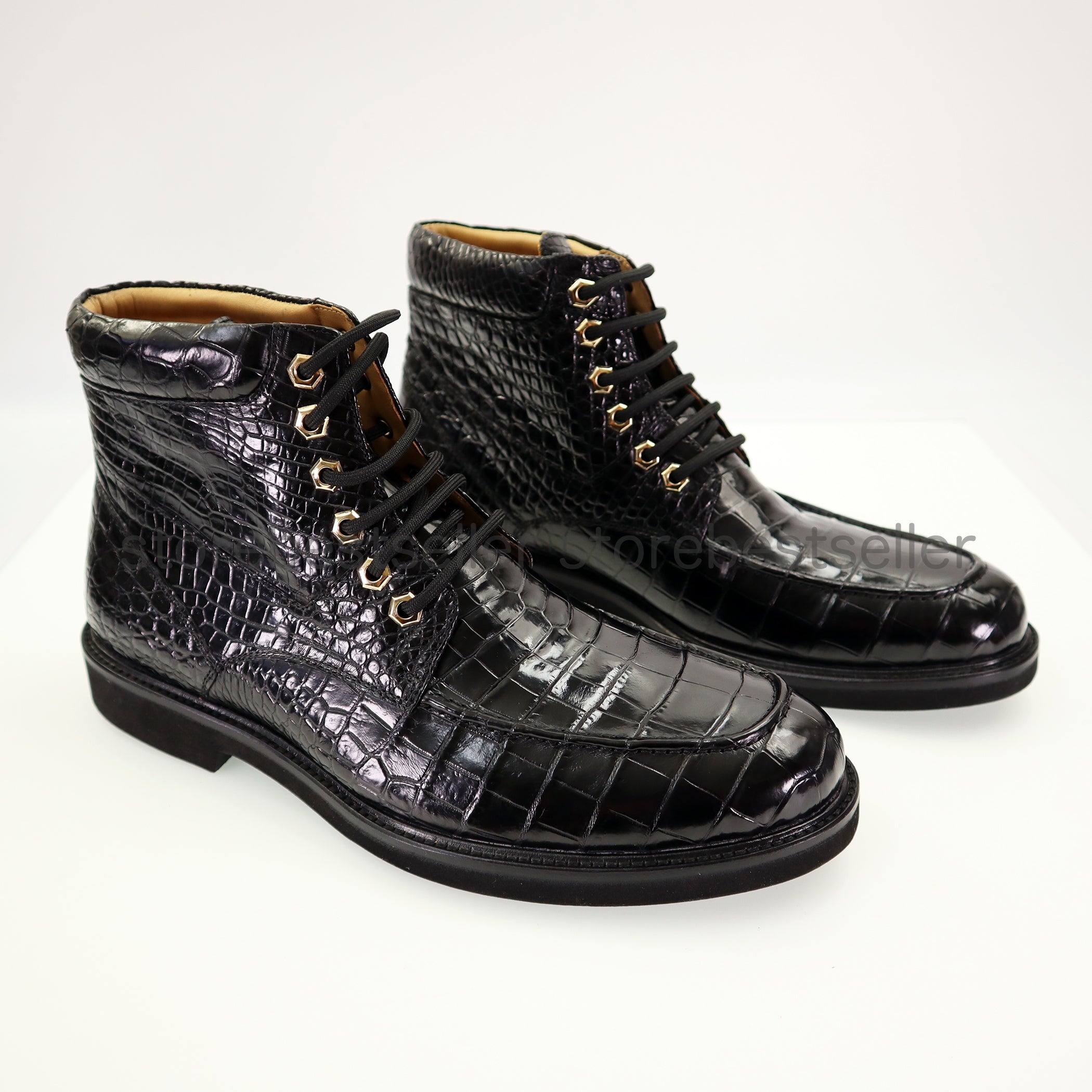 Men’s Handcrafted Alligator Crocodile Leather Dress Shoes Lace up Brogue Shoes