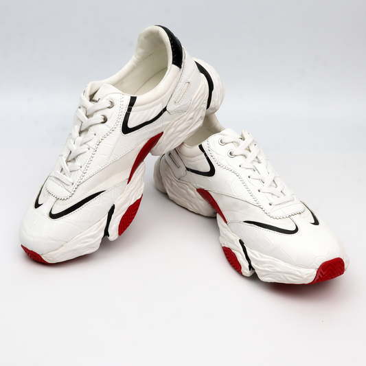 White Sneaker for Men Genuine Crocodile Leather Sporty Basic