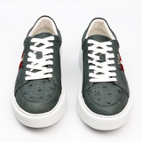 Genuine Ostrich Leather Sneaker Gray Basic Sporty Shoes for Men