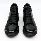 Men's Genuine Crocodile Leather Sneakers Boots Black Shoes Basic