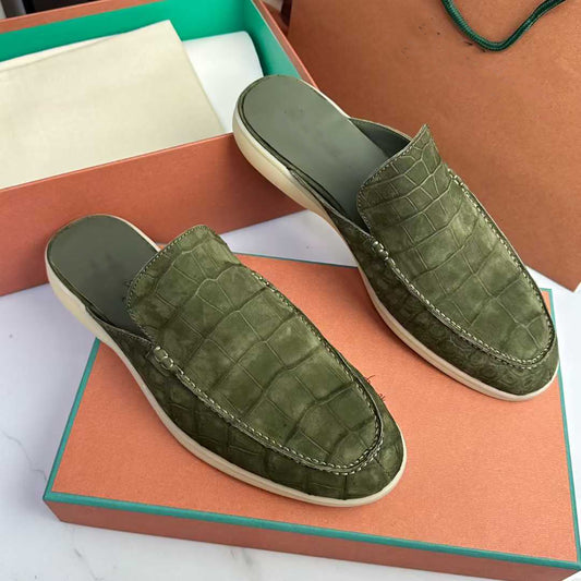 Luxury Genuine Nubuck Alligator Loafers – Handcrafted Slip-On Shoes