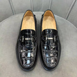 Men’s Alligator Leather Slip-On Shoes with Rubber Sole – Exotic Bit Loafers