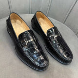 Men’s Alligator Leather Slip-On Shoes with Rubber Sole – Exotic Bit Loafers