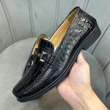 Men’s Alligator Leather Slip-On Shoes with Rubber Sole – Exotic Bit Loafers