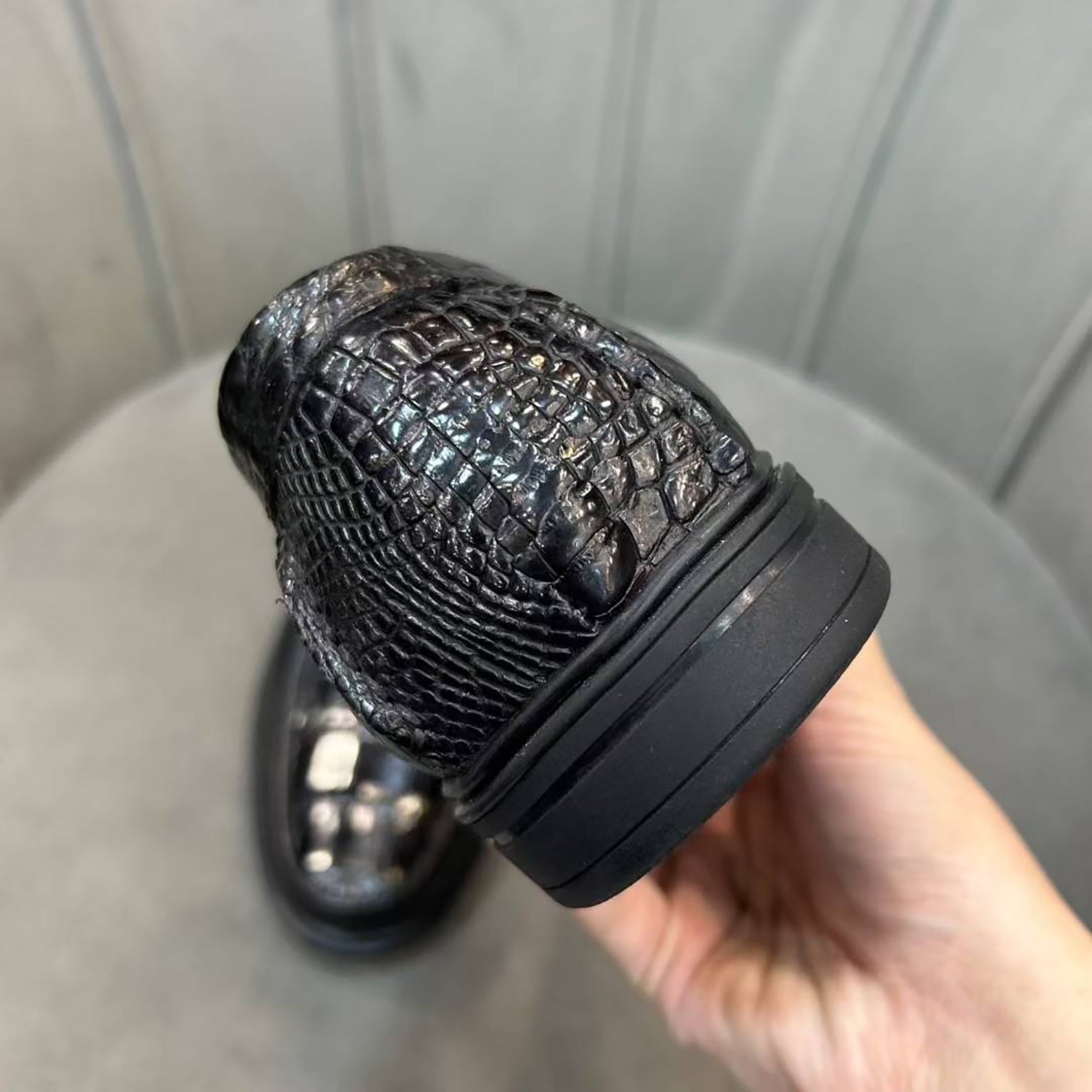 Men’s Alligator Leather Slip-On Shoes with Rubber Sole – Exotic Bit Loafers