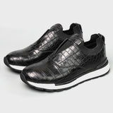 Men's Alligator Leather Sneakers - Slip-On Casual Shoes - Handmade Exotic Footwear