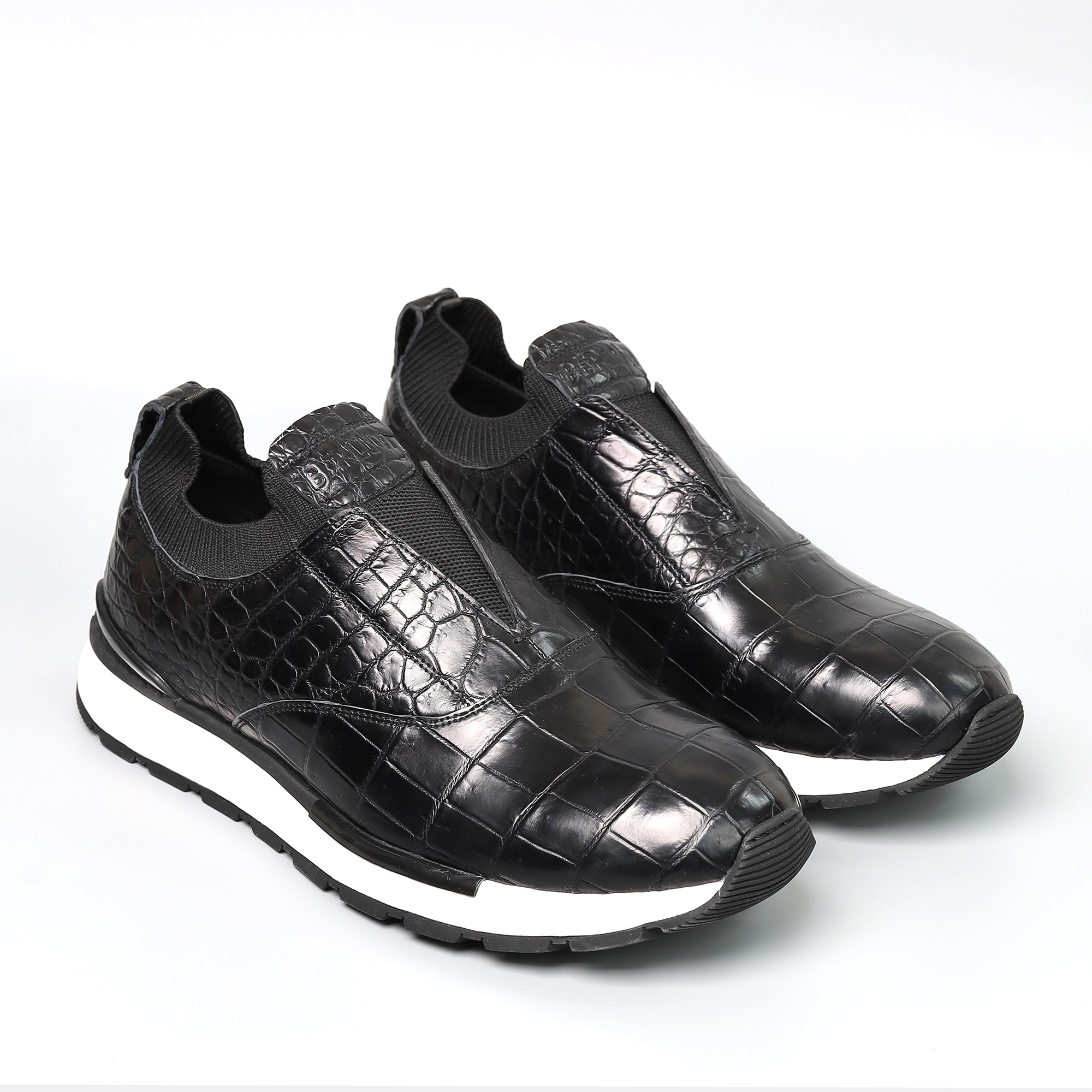 Men's Patina Alligator Leather Slip-On Sneakers – Gray, Navy, Red, Black, Green, Purple & Burgundy