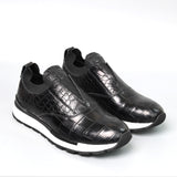 Men's Patina Alligator Leather Slip-On Sneakers – Gray, Navy, Red, Black, Green, Purple & Burgundy