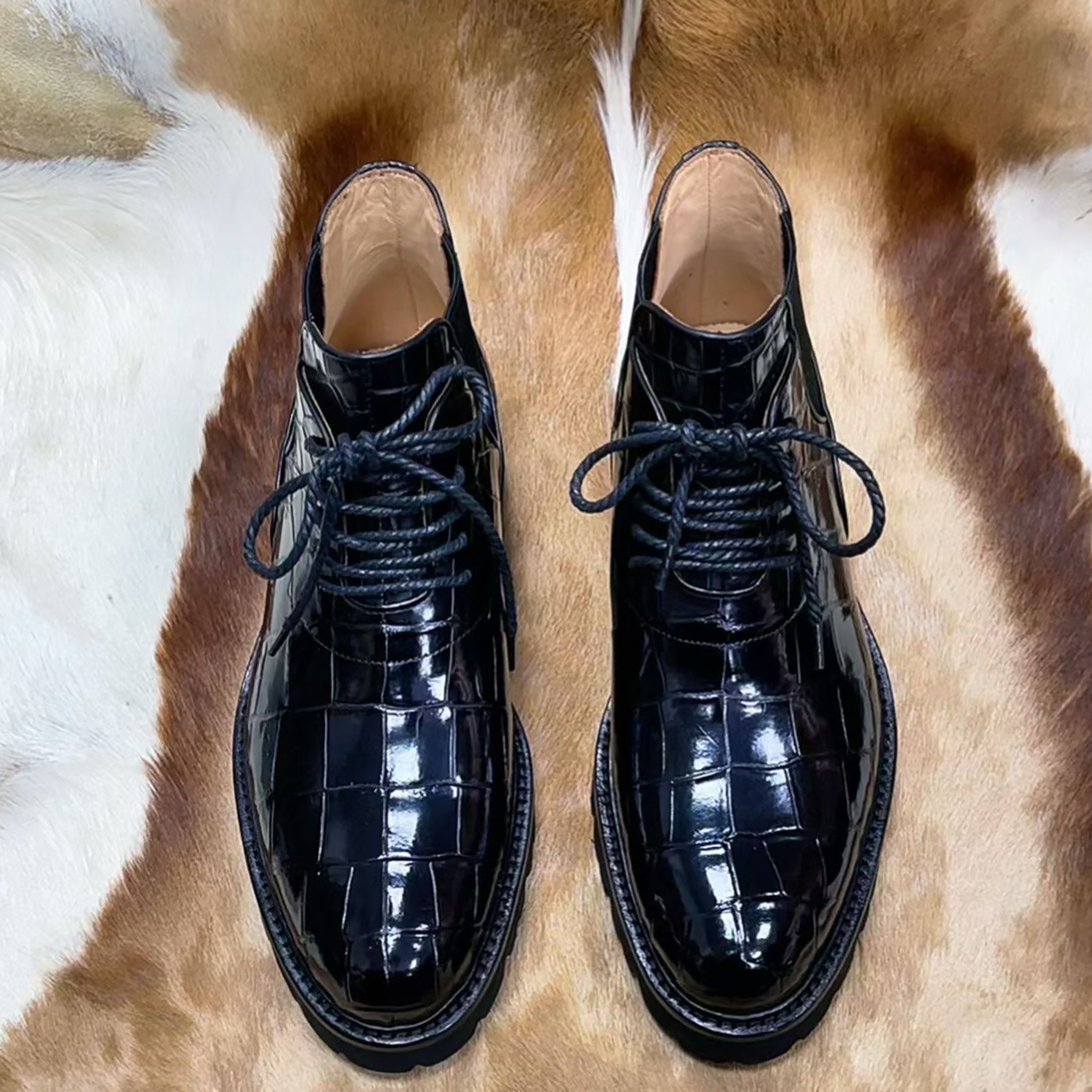 Barneys New York Black Alligator Men\'s Lace Shoes@[99‎ Sz10.5 Men main image 2