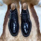 Men’s Handmade Alligator Leather Boots | Black Alligator Men Shoes with Rugged Rubber Sole – Premium Exotic Footwear