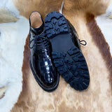Men’s Handmade Alligator Leather Boots | Black Alligator Men Shoes with Rugged Rubber Sole – Premium Exotic Footwear