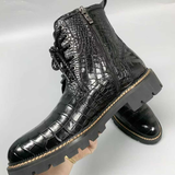 Men’s Handmade Alligator Leather Combat Boots – Black, Dark Brown Lace-Up Design