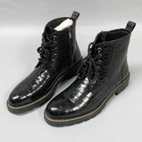 Men’s Handmade Alligator Leather Combat Boots – Black, Dark Brown Lace-Up Design