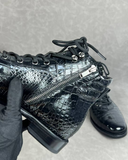 Men’s Handmade Alligator Leather Combat Boots – Black & Dark Brown Lace-Up Design