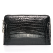 Men’s Handmade Black & Dark Brown Alligator Leather Clutch Bag | Genuine Alligator Skin Organizer with Dual Zipper