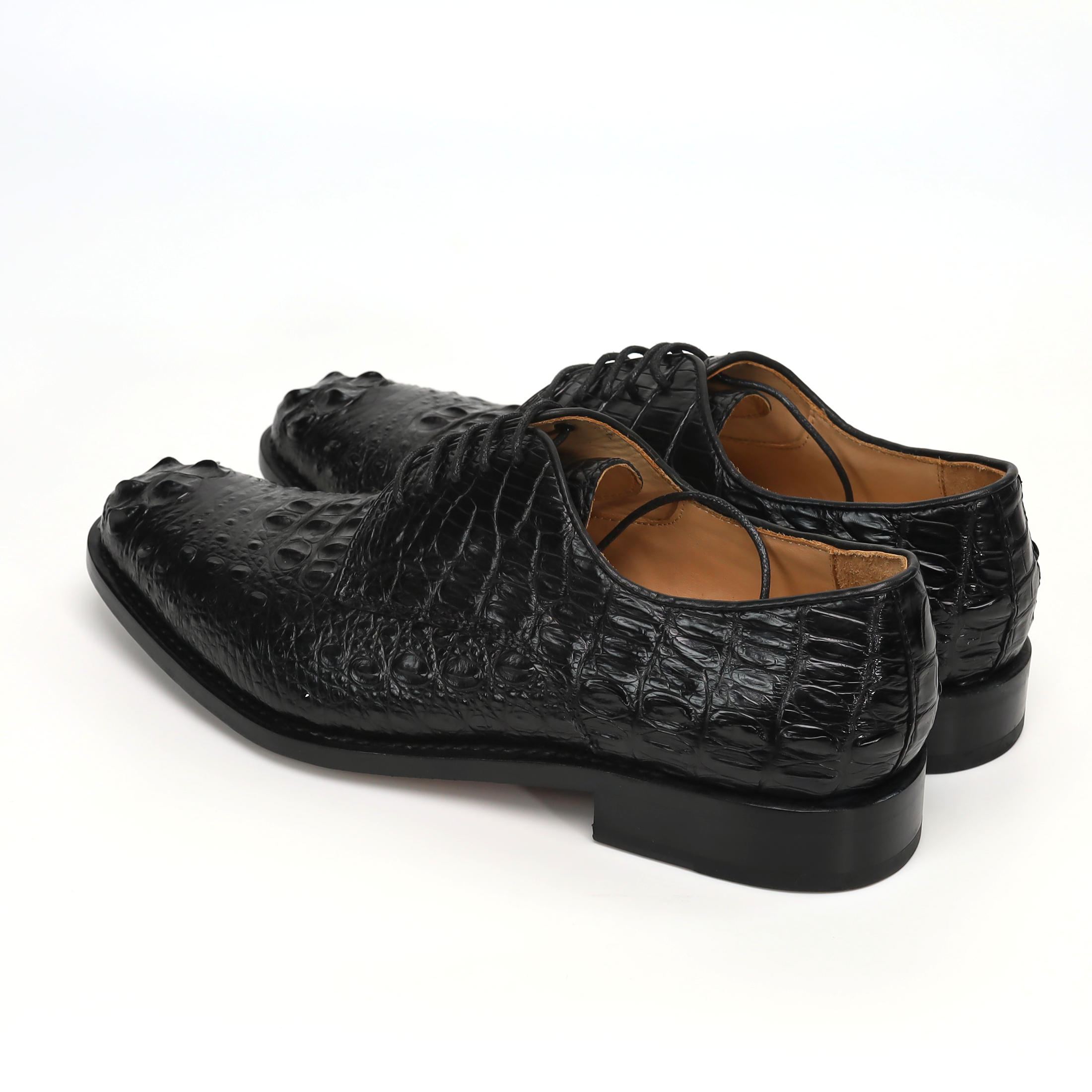 Men’s Handmade Crocodile Leather Oxford Shoes – Black & Brown Dress Shoes