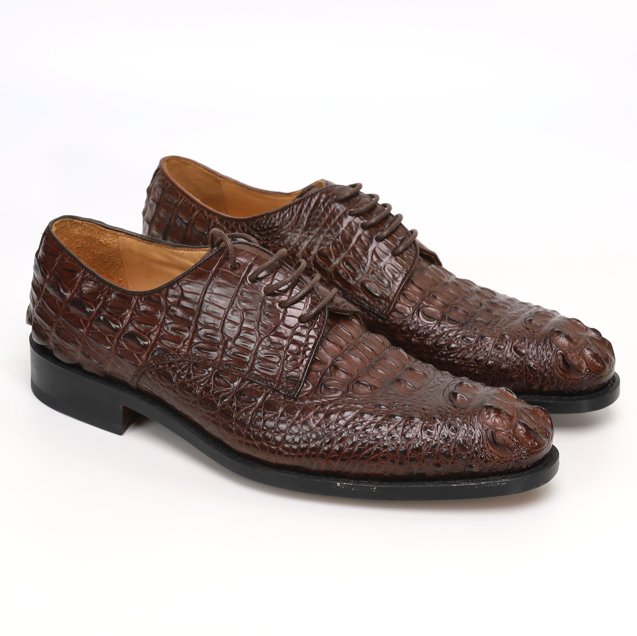 Men’s Handmade Crocodile Leather Oxford Shoes – Black & Brown Dress Shoes