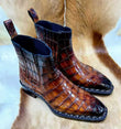 Men’s Handmade Patina Alligator Leather Boots | Brown Alligator Leather Shoes with Leather Sole – Elegant Classic Design