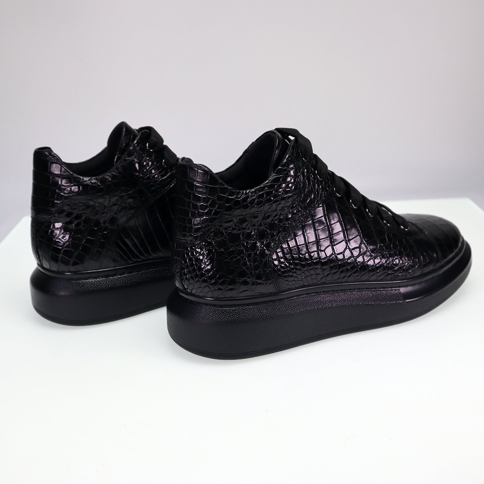 Men's Shoes Genuine Crocodile Alligator Skin Leather Handmade Black Size 7 - Size 11Us #8683 10 / Black