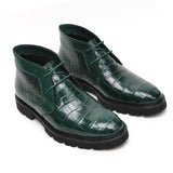 Men's Alligator Chukka Boots: Handcrafted Luxury with Warm Fur Lining – Own a Piece of Exotic Art