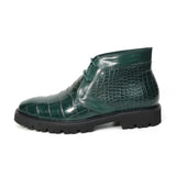 Men's Alligator Chukka Boots: Handcrafted Luxury with Warm Fur Lining – Own a Piece of Exotic Art