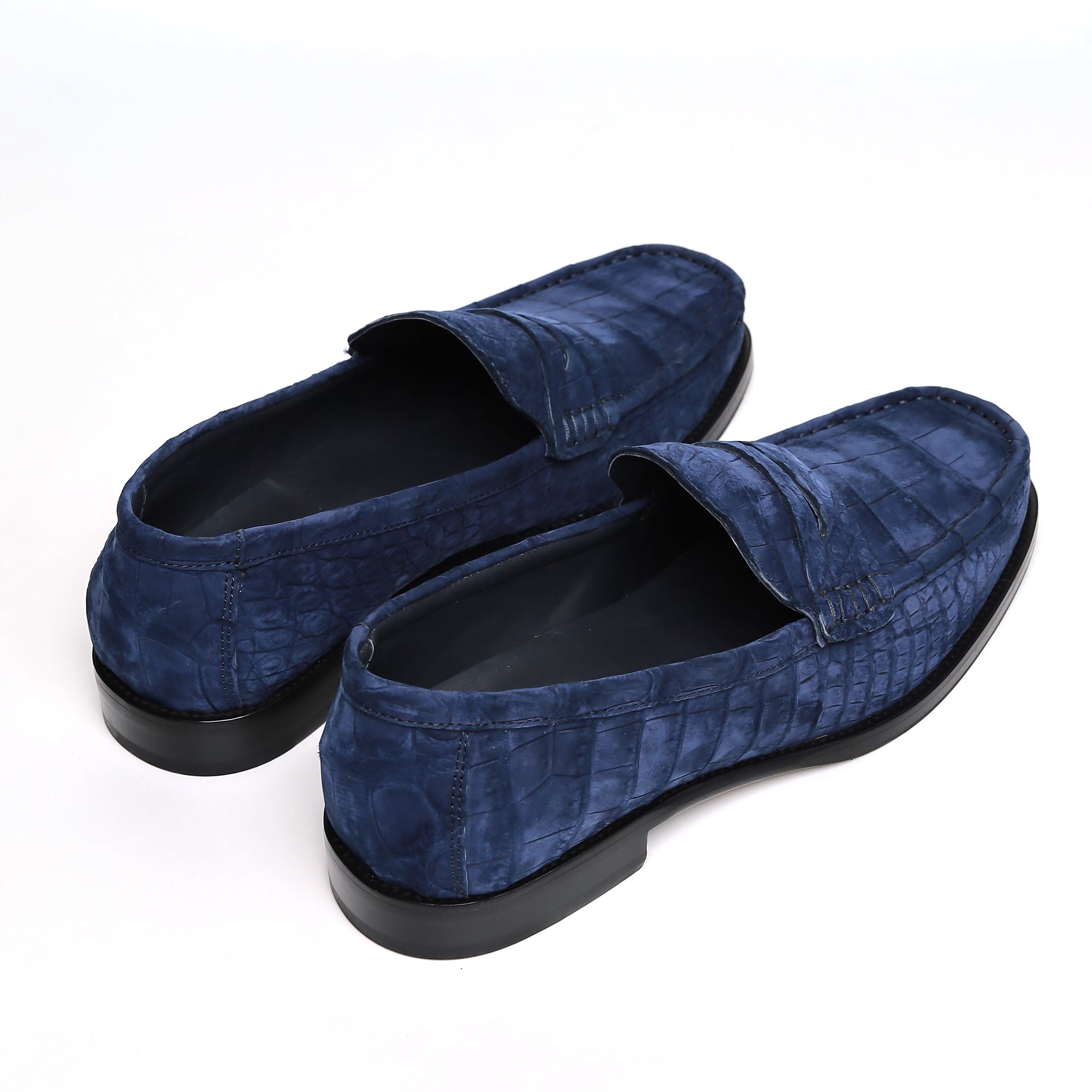 Nubuck Alligator Leather Penny Loafers for Men | Handmade Luxury Shoes