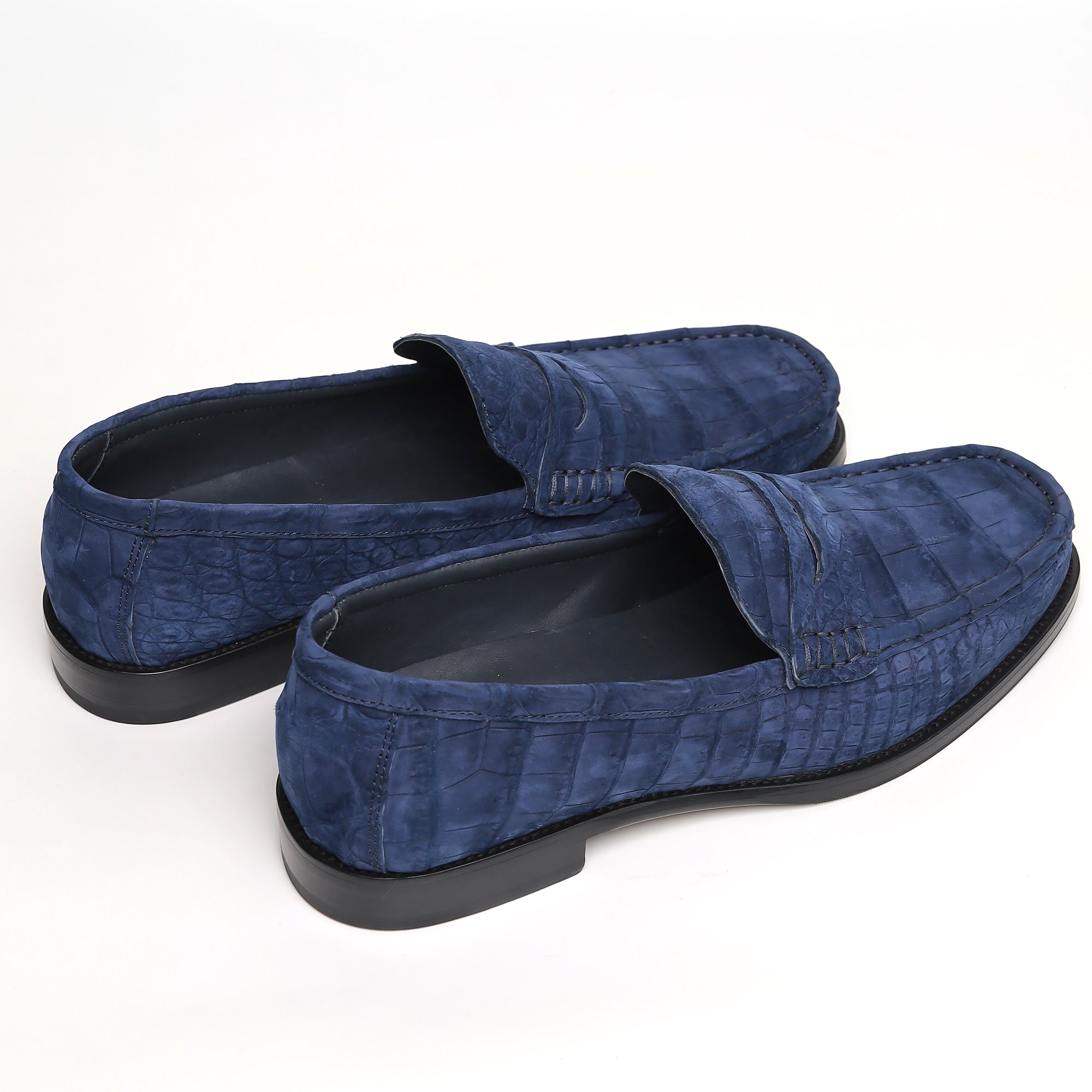 Nubuck Alligator Leather Penny Loafers for Men | Handmade Luxury Shoes