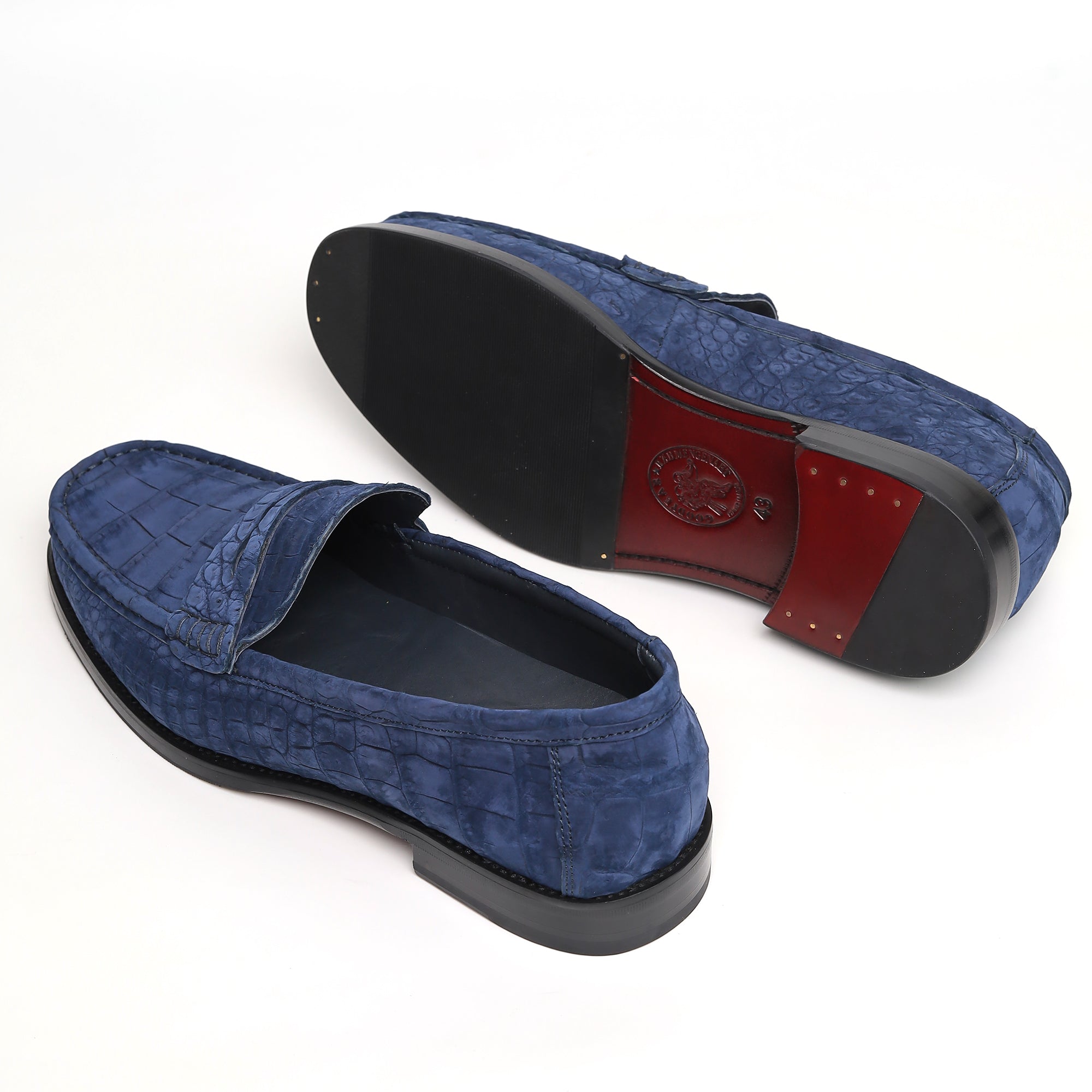 Nubuck Alligator Leather Penny Loafers for Men | Handmade Luxury Shoes