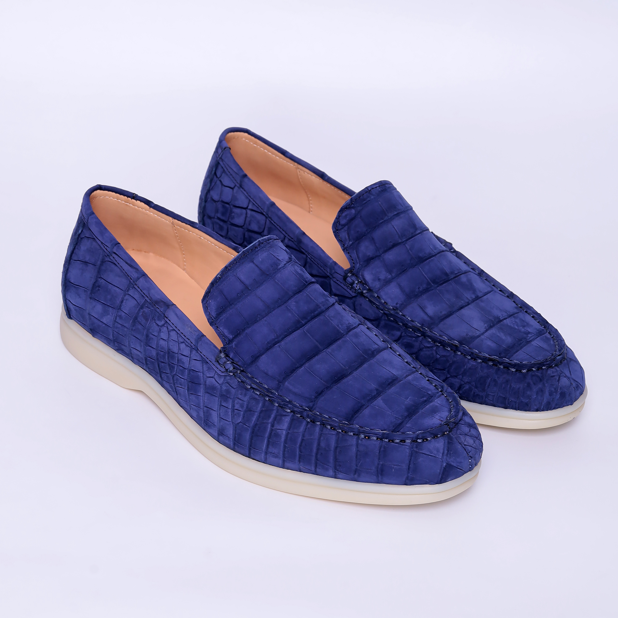 Nubuck Alligator Leather Slip-On Loafers for Men