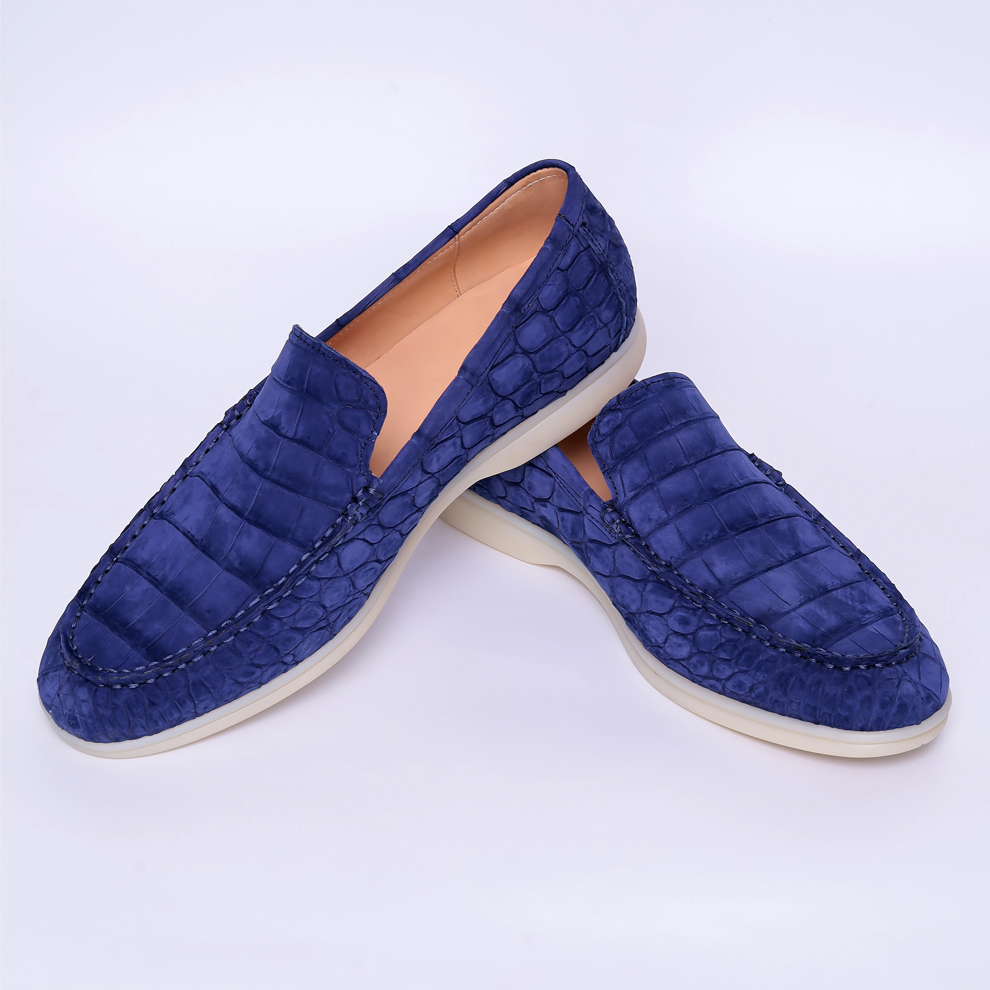 Nubuck Alligator Leather Slip-On Loafers for Men